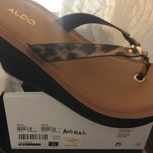 6.5 Aldo Animal Print Wedge Sandals